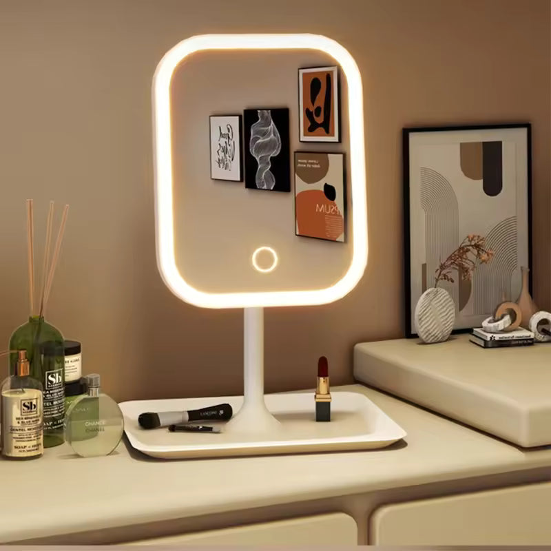 Desktop Vanity Mirror – 3-Color LED Touch Light