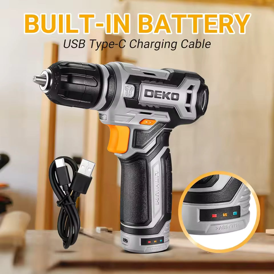 DEKO 12V Cordless Power Drill Set