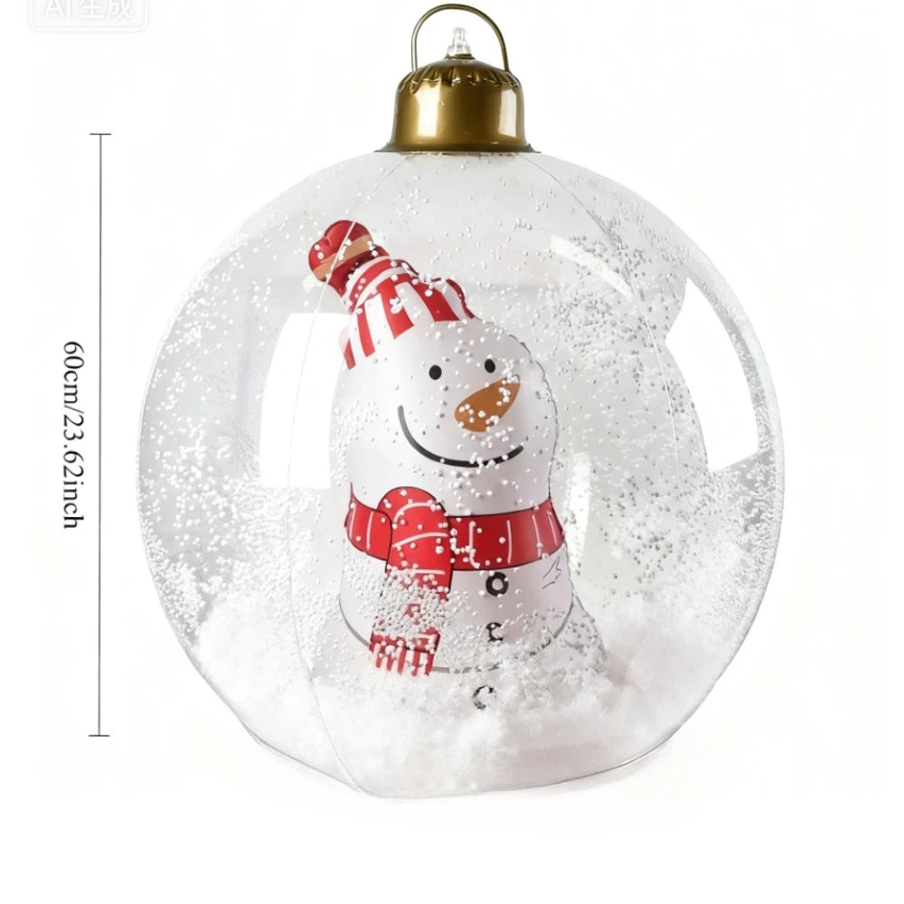 Large 60CM Inflatable Christmas Snow Globe – Snowman & Christmas Tree Light-Up Decoration for Home, Porch & Yard