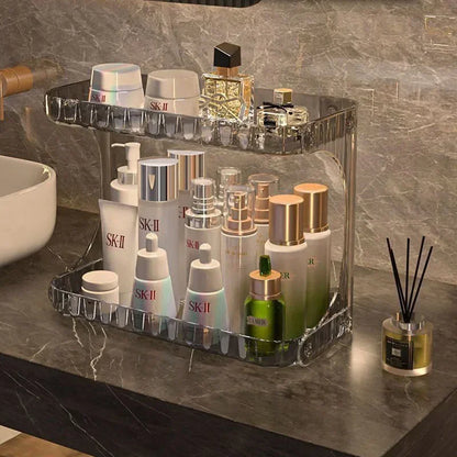 2-Tier Acrylic Bathroom Counter Organizer – Skincare & Cosmetics Rack