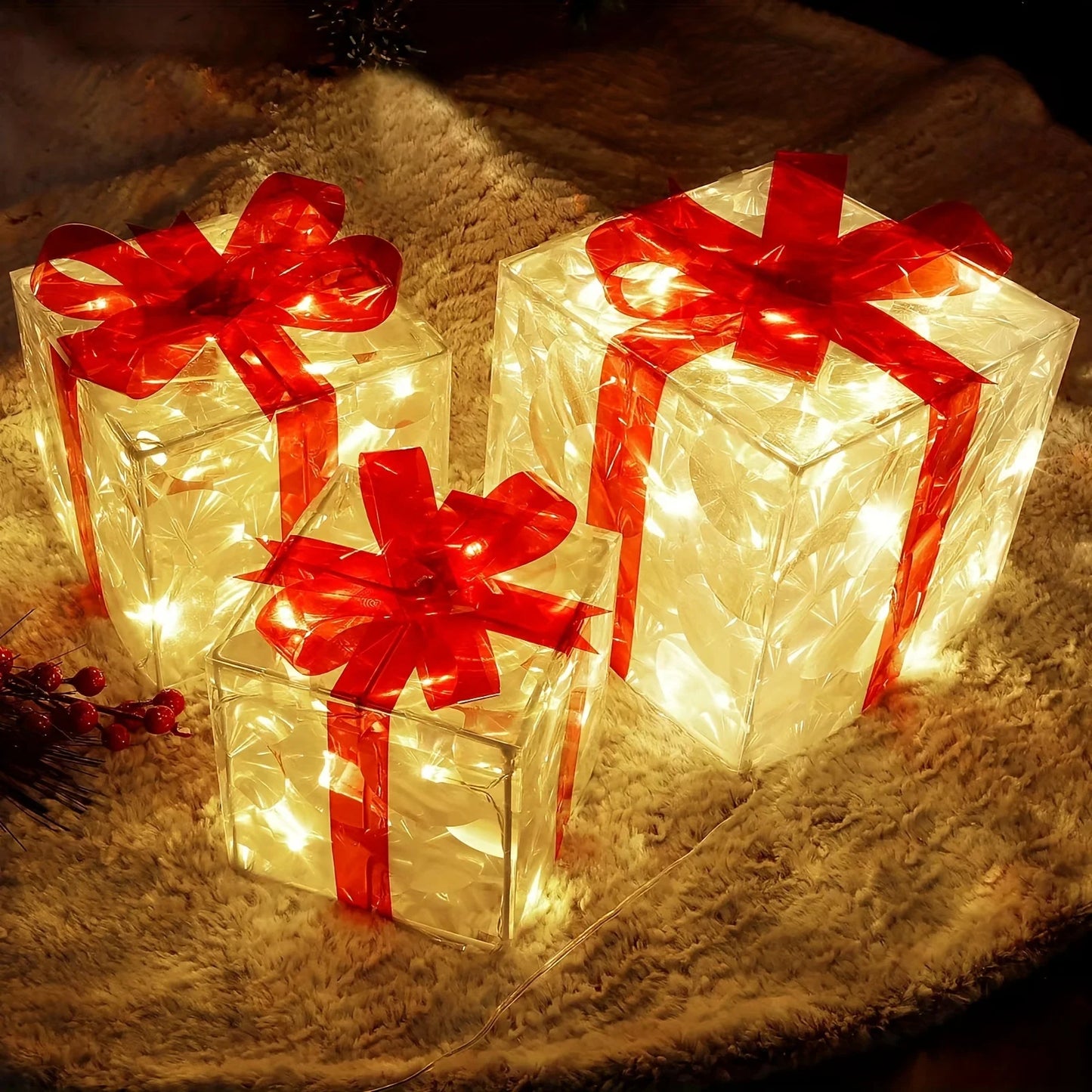 LED Christmas Gift Box Lights – 3-Piece Set