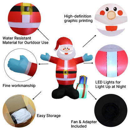 4.9FT Inflatable Santa Claus With Gift Bag – Outdoor Christmas Yard Decoration With LED Lights