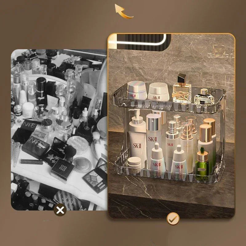 2-Tier Acrylic Bathroom Counter Organizer – Skincare & Cosmetics Rack
