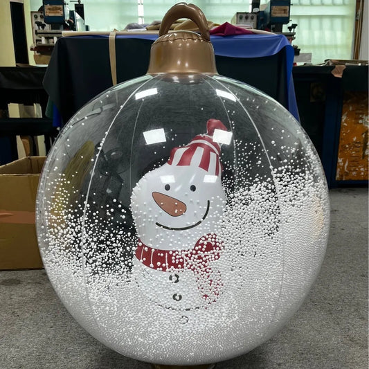 Large 60CM Inflatable Christmas Snow Globe – Snowman & Christmas Tree Light-Up Decoration for Home, Porch & Yard