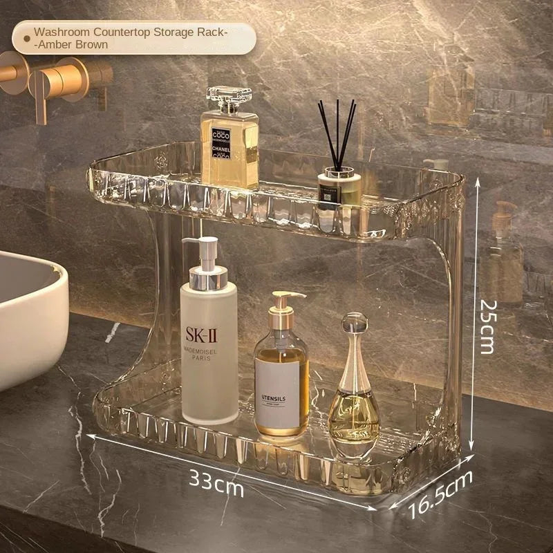2-Tier Acrylic Bathroom Counter Organizer – Skincare & Cosmetics Rack