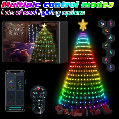 Christmas LED Tree Lights – RGB Smart String Lights with Bluetooth App & Remote