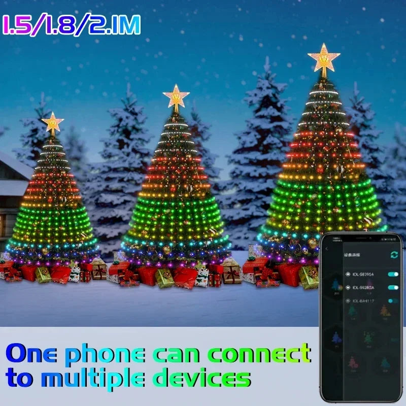 Christmas LED Tree Lights – RGB Smart String Lights with Bluetooth App & Remote