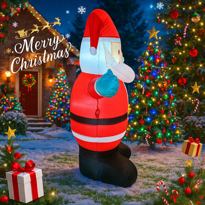 4.9FT Inflatable Santa Claus With Gift Bag – Outdoor Christmas Yard Decoration With LED Lights