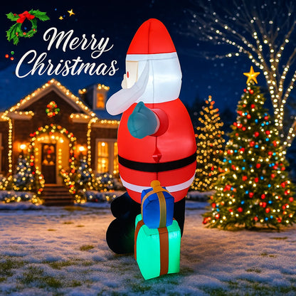 4.9FT Inflatable Santa Claus With Gift Bag – Outdoor Christmas Yard Decoration With LED Lights
