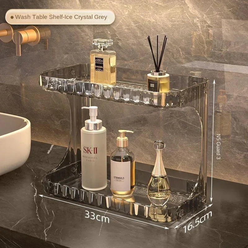 2-Tier Acrylic Bathroom Counter Organizer – Skincare & Cosmetics Rack