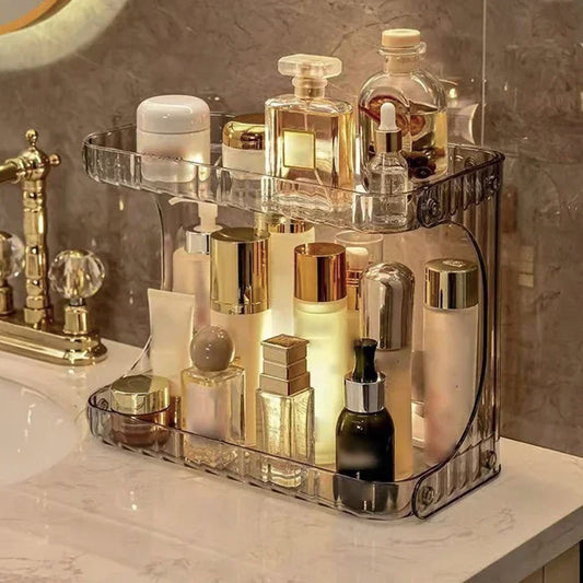 2-Tier Acrylic Bathroom Counter Organizer – Skincare & Cosmetics Rack