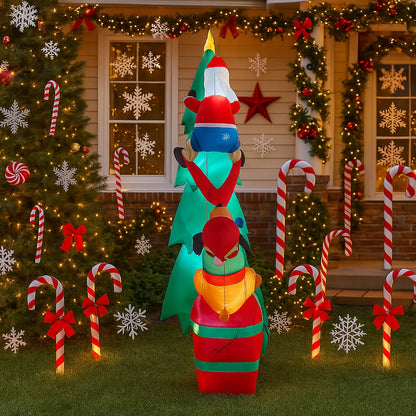 2.1M / 6.8FT Inflatable Christmas Tree With Santa – Outdoor Yard Decoration With LED Lights