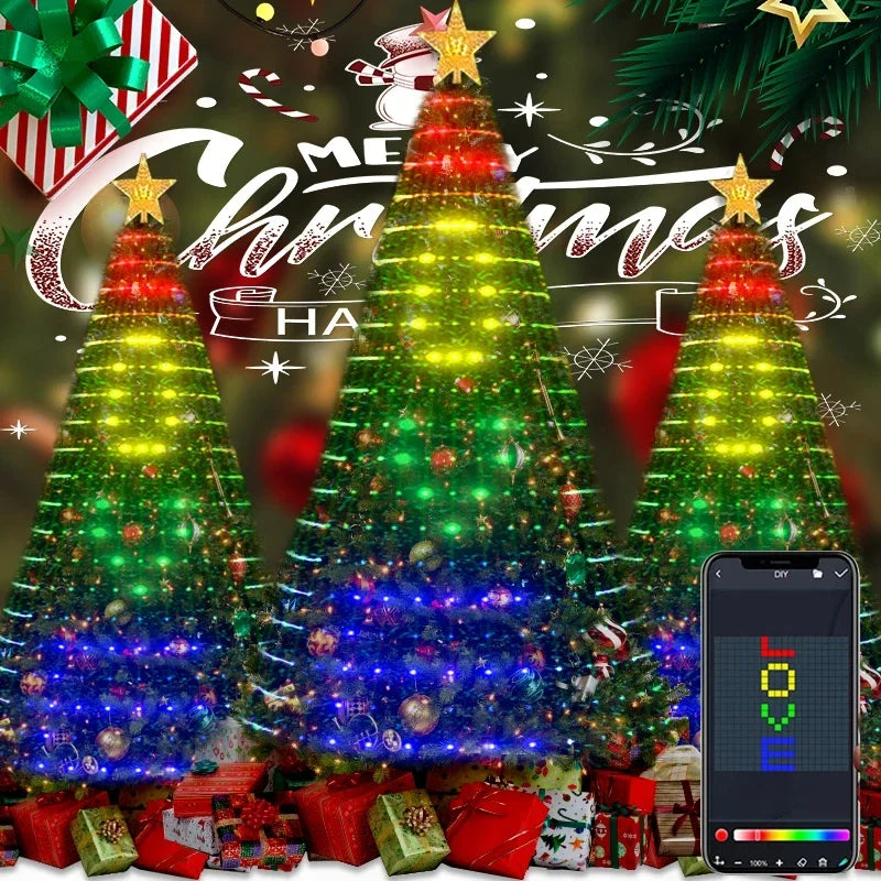 Christmas LED Tree Lights – RGB Smart String Lights with Bluetooth App & Remote