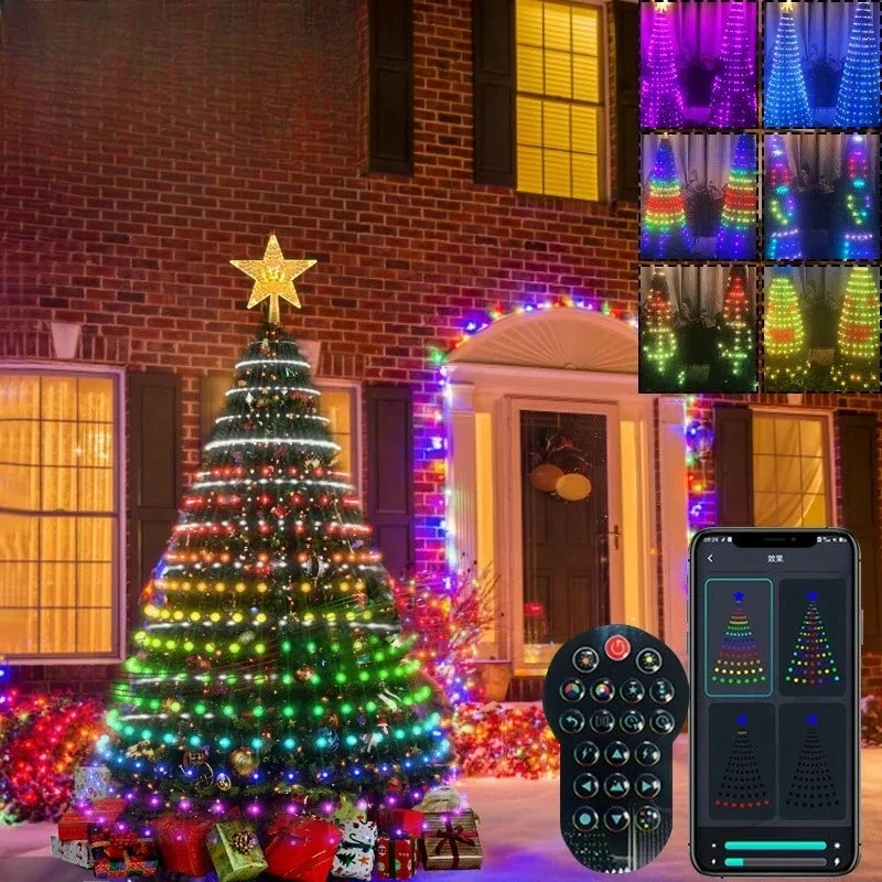 Christmas LED Tree Lights – RGB Smart String Lights with Bluetooth App & Remote